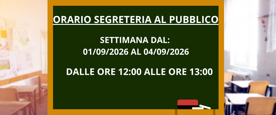 ORARIO SEGRETERIA AL PUBBLICO